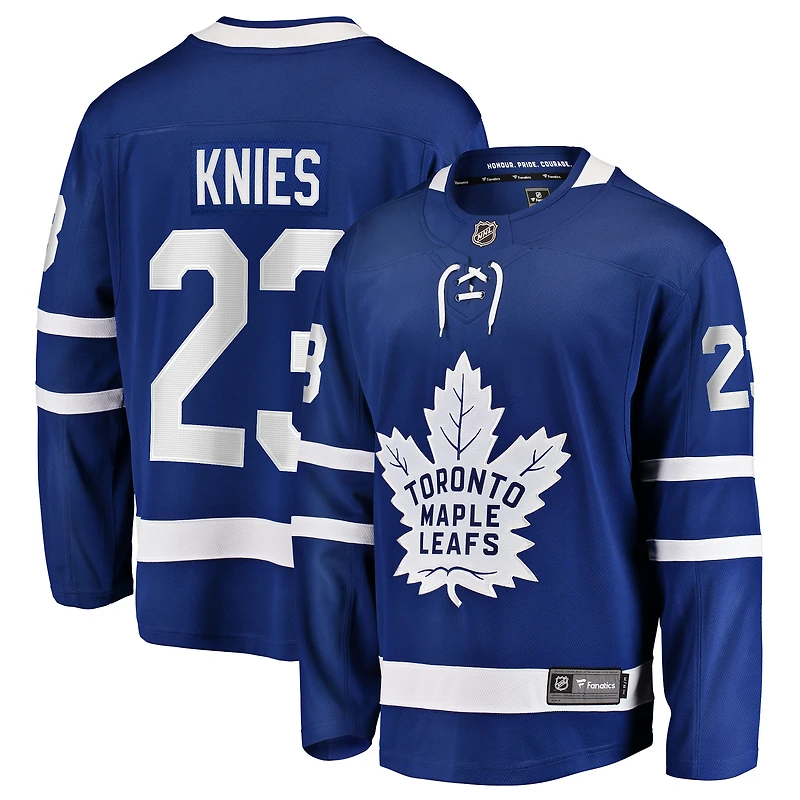 Men's Fanatics Matthew Knies Blue Toronto Maple Leafs Home Breakaway Jersey