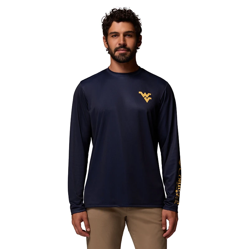 Men's Columbia  Navy West Virginia Mountaineers PHG Terminal Shot Omni Shade 3-Hit Long Sleeve T-Shirt