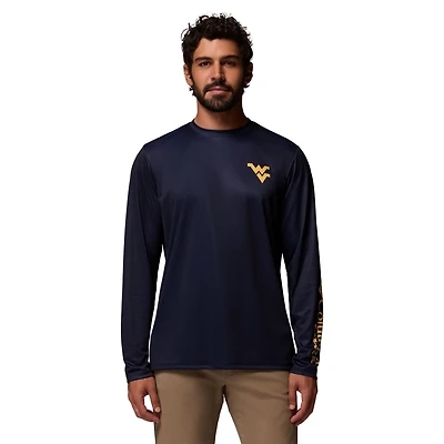 Men's Columbia  Navy West Virginia Mountaineers PHG Terminal Shot Omni Shade 3-Hit Long Sleeve T-Shirt