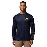 Men's Columbia  Navy Michigan Wolverines PHG Terminal Shot 3-Hit Long Sleeve T-Shirt