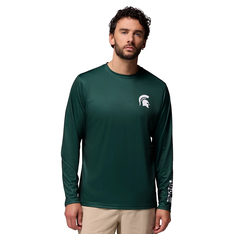 Men's Columbia Green Michigan State Spartans PHG Terminal Shot Long Sleeve T-Shirt