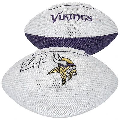 Randy Moss Minnesota Vikings Autographed Swarovski Crystal White Panel Football - Art by Rock On Sports