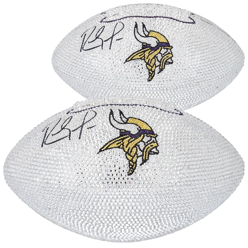 Randy Moss Minnesota Vikings Autographed Swarovski Crystal White Panel Football - Art by Rock On Sports