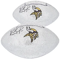 Randy Moss Minnesota Vikings Autographed Swarovski Crystal White Panel Football - Art by Rock On Sports