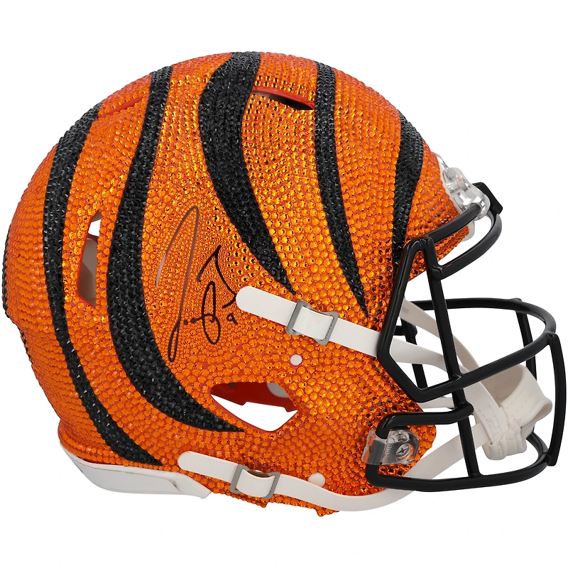 Joe Burrow Cincinnati Bengals Autographed Swarovski Crystal Riddell Speed Authentic Helmet - Art by Rock On Sports