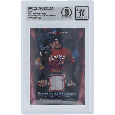 Andy Pettitte Houston Astros Autographed 2008 Upper Deck Spectrum Red Retrospectrum GU Relic #RS-AP1 #/45 Beckett Fanatics Witnessed Authenticated 10 Card