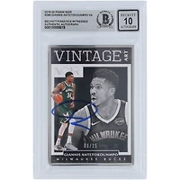 Giannis Antetokounmpo Milwaukee Bucks Autographed 2019-20 Panini Noir Vintage Art #296 #6/25 Beckett Fanatics Witnessed Authenticated 10 Card