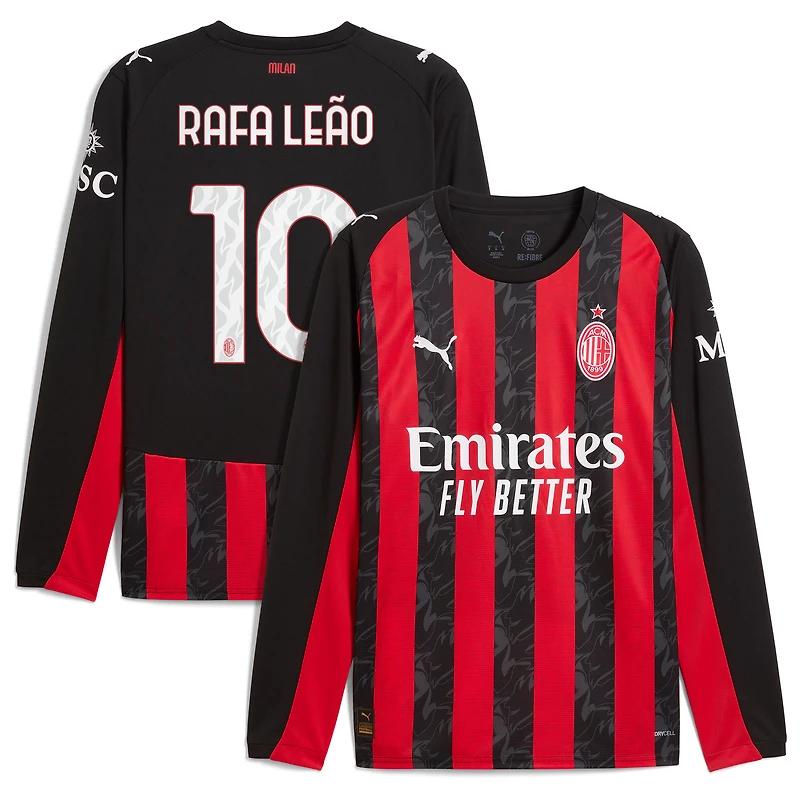 Men's Puma Rafael Leão Red AC Milan 2025/26 Home Replica Long Sleeve Player Jersey