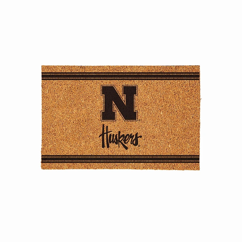 Nebraska Huskers 24" x 36" Outdoor Monochrome Team Logo Coir Mat