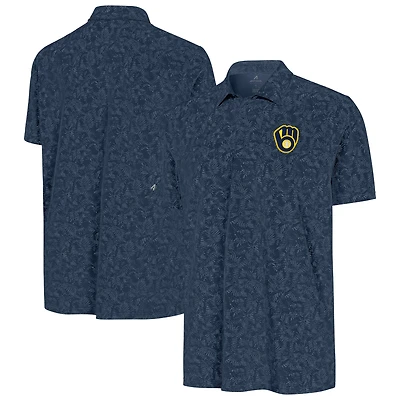 Men's Antigua Navy Milwaukee Brewers Lush Polo