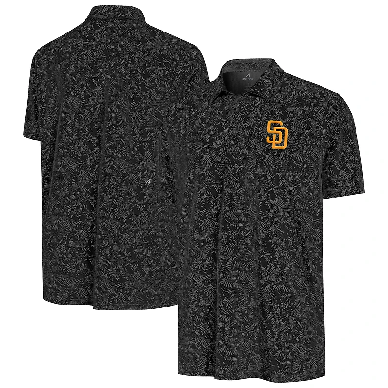Men's Antigua Black San Diego Padres Lush Polo