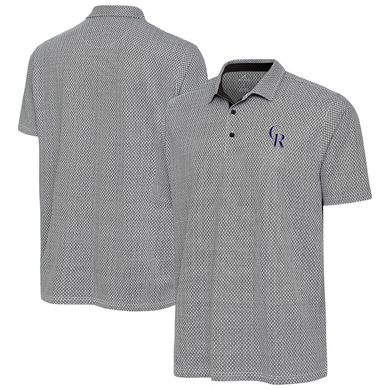 Men's Antigua Black/White Colorado Rockies Intersect Polo