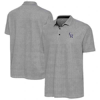 Men's Antigua Black/White Colorado Rockies Intersect Polo