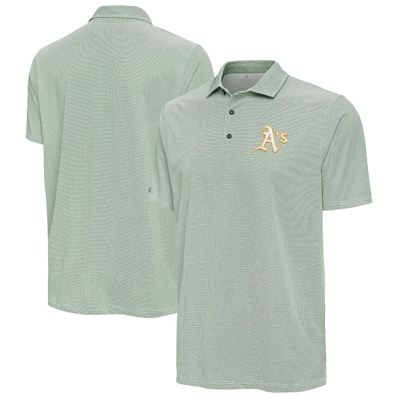 Men's Antigua Green/White Athletics Pave Polo