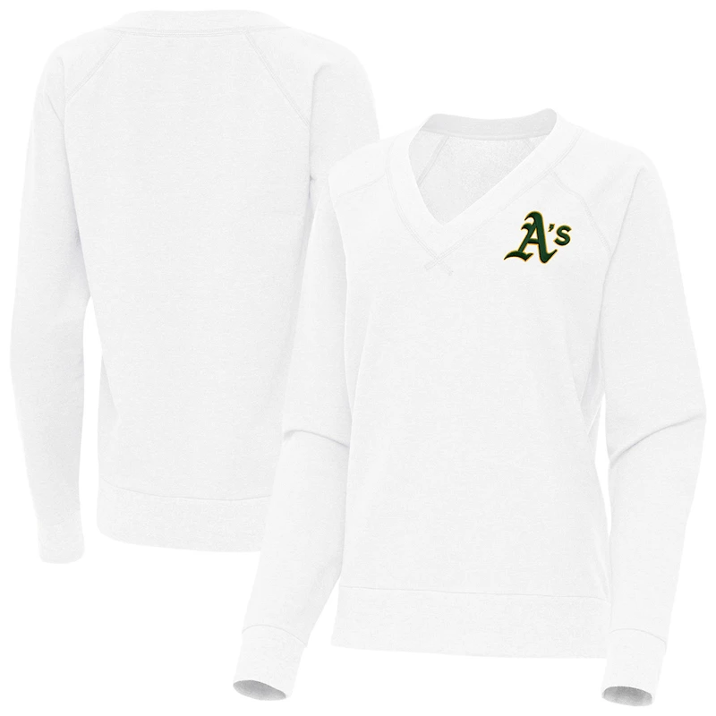 Women's Antigua White Athletics Varsity Tri-Blend V-Neck Long Sleeve T-Shirt