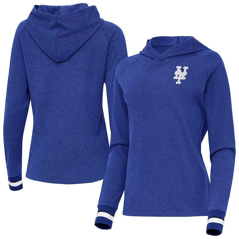 Women's Antigua Heather Royal New York Mets Trek Pullover Hoodie