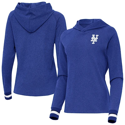 Women's Antigua Heather Royal New York Mets Trek Pullover Hoodie