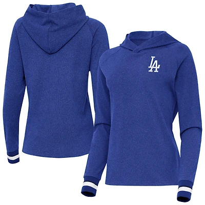 Women's Antigua Heather Royal Los Angeles Dodgers Trek Pullover Hoodie