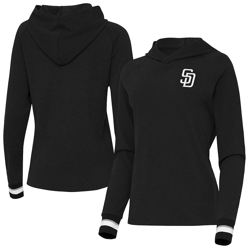 Women's Antigua Black San Diego Padres Trek Pullover Hoodie