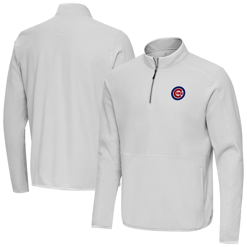 Men's Antigua Gray Chicago Cubs Step Up Quarter-Zip Pullover