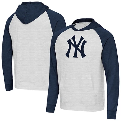 Men's Antigua Heather Navy/Gray New York Yankees Urgent Pullover Hoodie