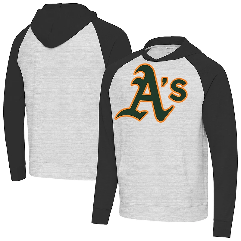 Men's Antigua Black/Heather Gray Athletics Urgent Pullover Hoodie
