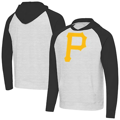 Men's Antigua Black/Heather Gray Pittsburgh Pirates Urgent Pullover Hoodie