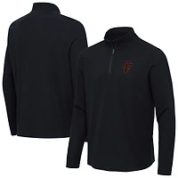 Men's Antigua Heather Black San Francisco Giants Sync Tri-Blend Quarter-Zip Pullover