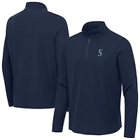Men's Antigua Heather Navy Seattle Mariners Sync Tri-Blend Quarter-Zip Pullover