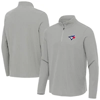 Men's Antigua Heather Gray Toronto Blue Jays Sync Tri-Blend Quarter-Zip Pullover