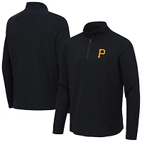 Men's Antigua Heather Black Pittsburgh Pirates Sync Tri-Blend Quarter-Zip Pullover
