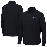 Men's Antigua Heather Black Colorado Rockies Sync Tri-Blend Quarter-Zip Pullover