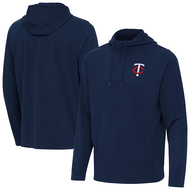 Men's Antigua Navy Minnesota Twins Connected Quarter-Zip Pullover Hoodie