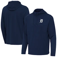Men's Antigua Navy Detroit Tigers Connected Quarter-Zip Pullover Hoodie
