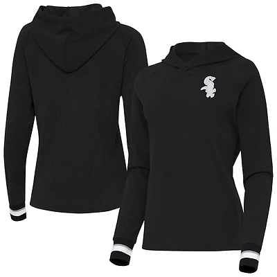 Women's Antigua Black Chicago White Sox Trek Pullover Hoodie