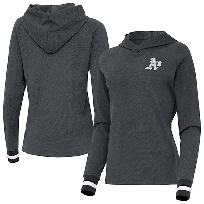 Women's Antigua Heather Charcoal Athletics Trek Pullover Hoodie