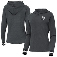 Women's Antigua Heather Charcoal Athletics Trek Pullover Hoodie