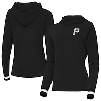 Women's Antigua Black Pittsburgh Pirates Trek Pullover Hoodie