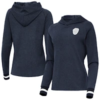 Women's Antigua Heather Navy Milwaukee Brewers Trek Pullover Hoodie