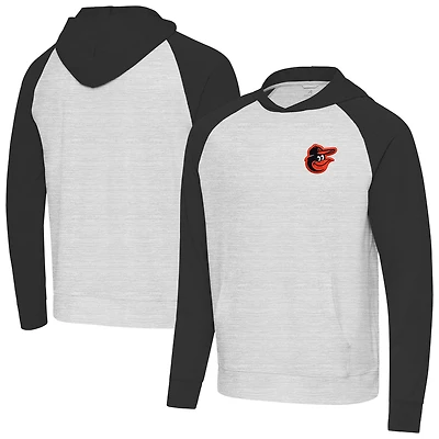 Men's Antigua Black/Heather Gray Baltimore Orioles Urgent Pullover Hoodie