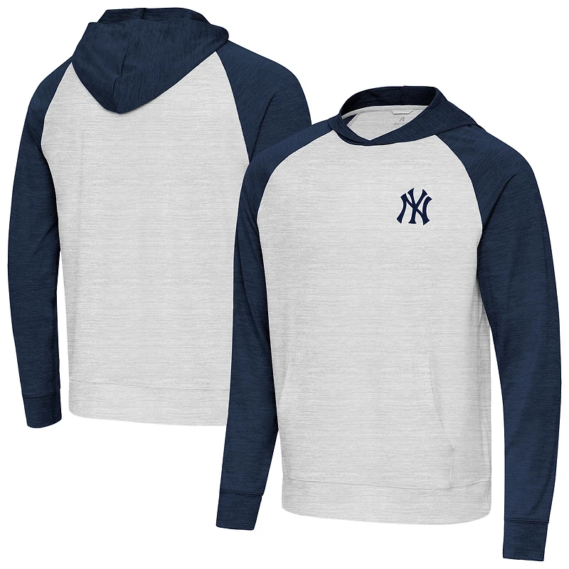 Men's Antigua Heather Navy/Gray New York Yankees Urgent Pullover Hoodie