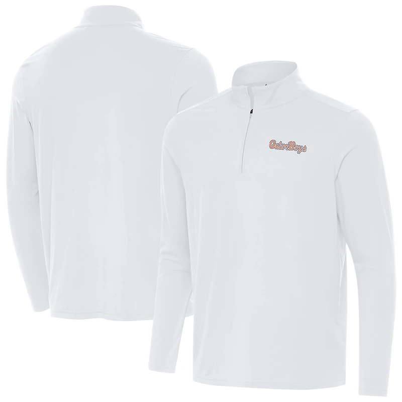 Men's Antigua White Florida Gators GatorBoys Intent Quarter-Zip Pullover