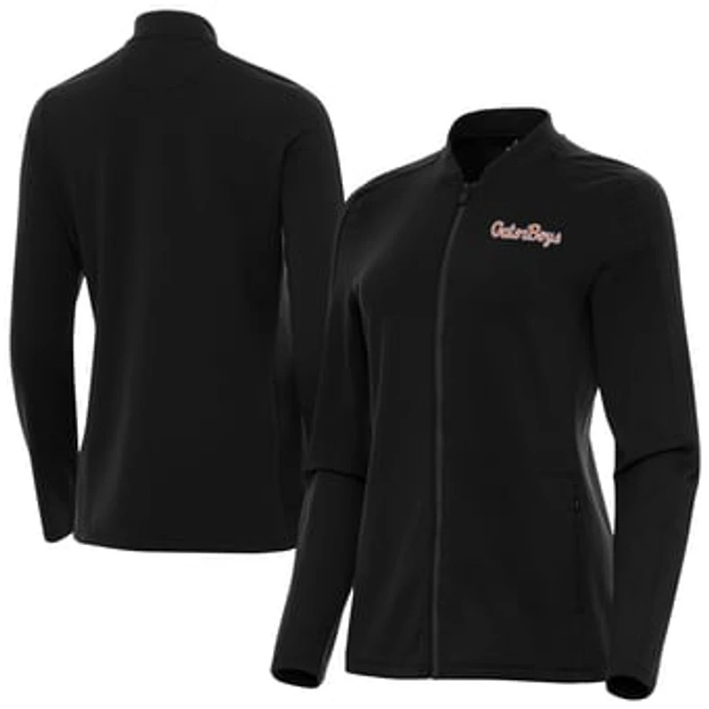 Women's Antigua Black Florida Gators GatorBoys Continual Full-Zip Jacket