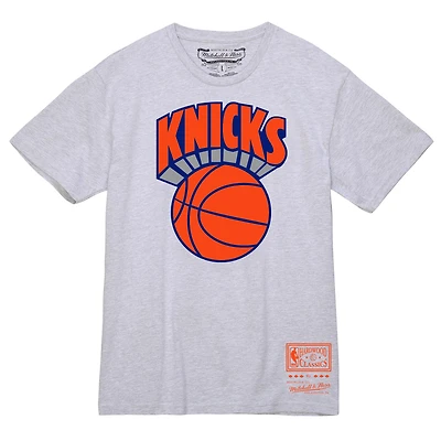 Men's Mitchell & Ness Heather Gray New York Knicks Hardwood Classics Vintage Logo T-Shirt