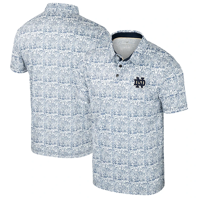 Men's Colosseum  Navy Notre Dame Fighting Irish It's Time! Allover Print Polo