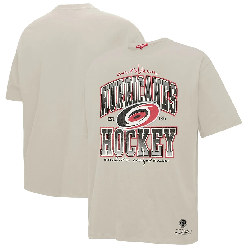 Women's Mitchell & Ness Cream Carolina Hurricanes Dump & Chase Boyfriend T-Shirt