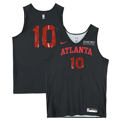 Zaccharie Risacher Atlanta Hawks Practice-Used #10 Black/Gray Reversible Jersey from the 2024-25 NBA Season