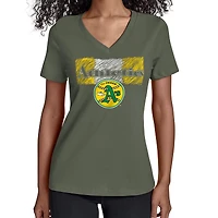 Women's Starter Green Athletics Team Color Shading V-Neck T-Shirt