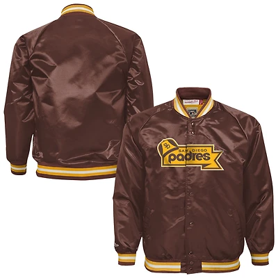 Youth Mitchell & Ness Brown San Diego Padres Cooperstown Collection Raglan Satin Full-Snap Jacket