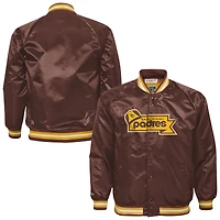 Youth Mitchell & Ness Brown San Diego Padres Cooperstown Collection Raglan Satin Full-Snap Jacket